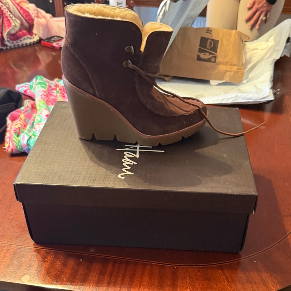 Michael Kors Dark Brown Wedge Boots